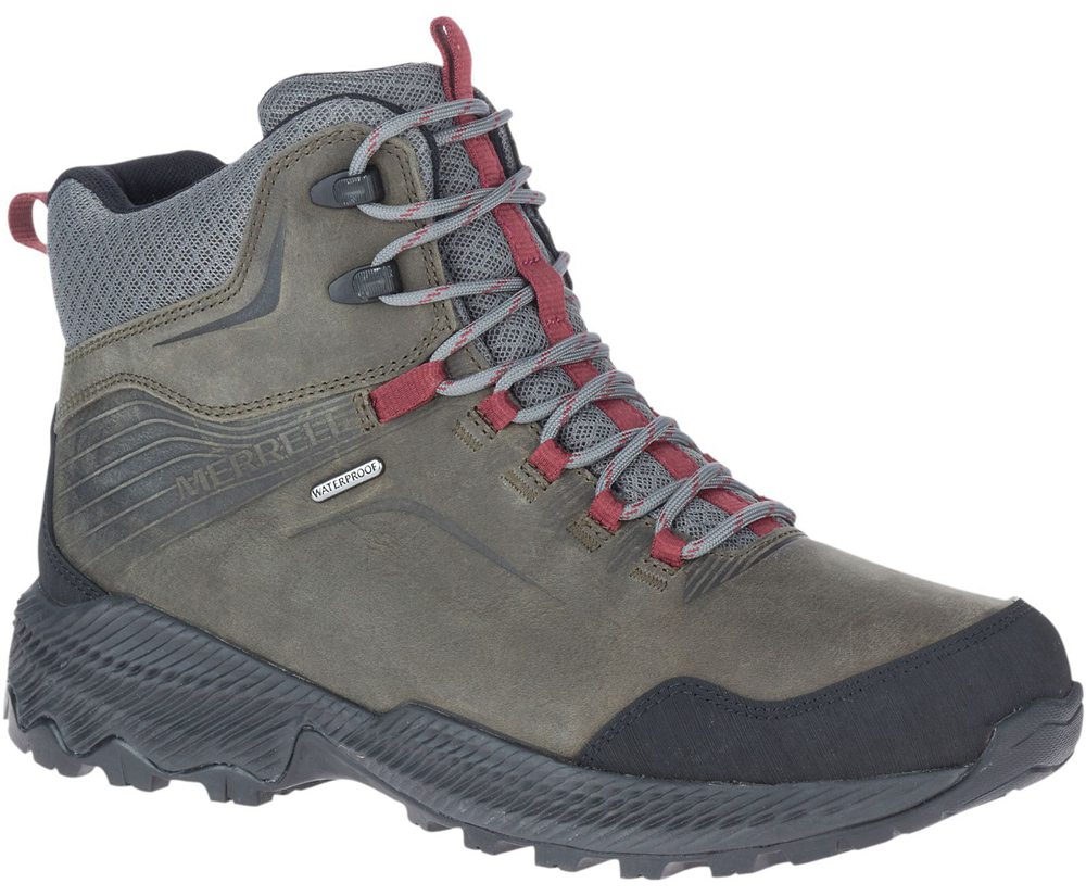 Merrell Hiking Boots Olive/Black - Forestbound Mid Waterproof - Mens 24BFGNHAW